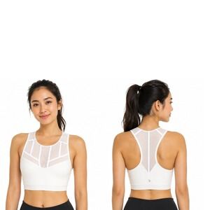 MPG Sport White High Neck Mesh Racerback Sports Bra Womens Small‎ Activewear